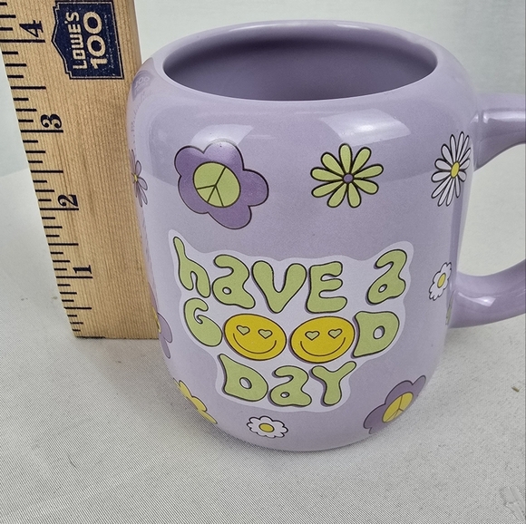 New Have a Good Day Purple Floral Hippie Groovy Mug - Picture 6 of 6